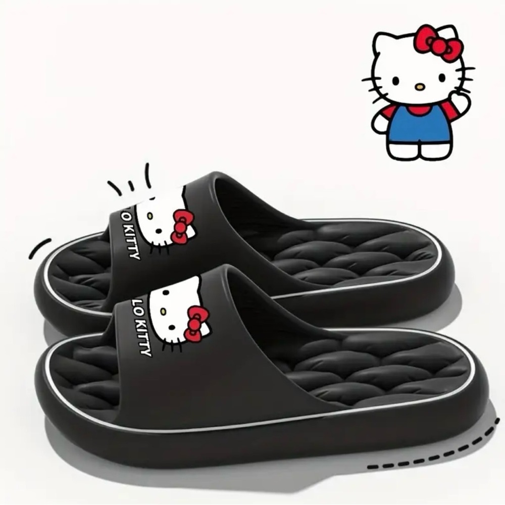 Hello Kitty Kids Slippers - Black and Red